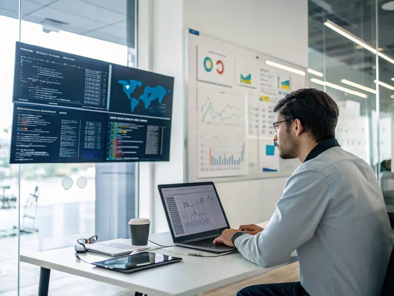 A data scientist working on machine learning algorithms with visual data representations, showcasing the power of data-driven insights.